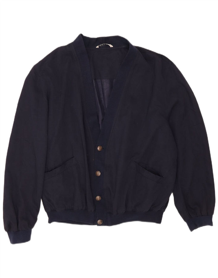 Giubbotto bomber vintage da uomo UK 40 grande seta blu navy