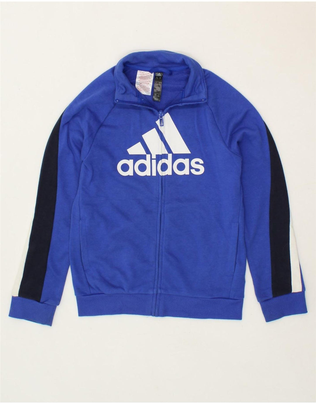 ADIDAS Boys Graphic Tracksuit Top Jacket 9-10 Years Blue Colourblock Vintage Adidas and Second-Hand Adidas from Messina Hembry 