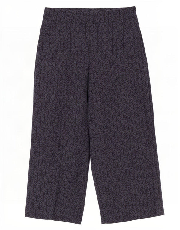 Pantaloni corti da donna Zara a gamba larga grandi W30 L25 blu navy geometrici