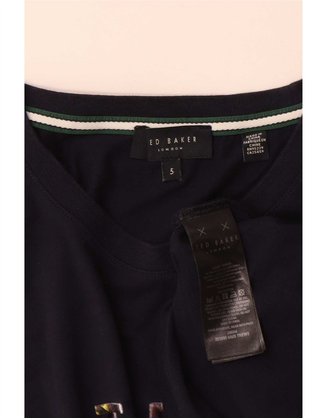 T-shirt grafica da uomo Ted Baker taglia superiore 5 XL cotone blu navy