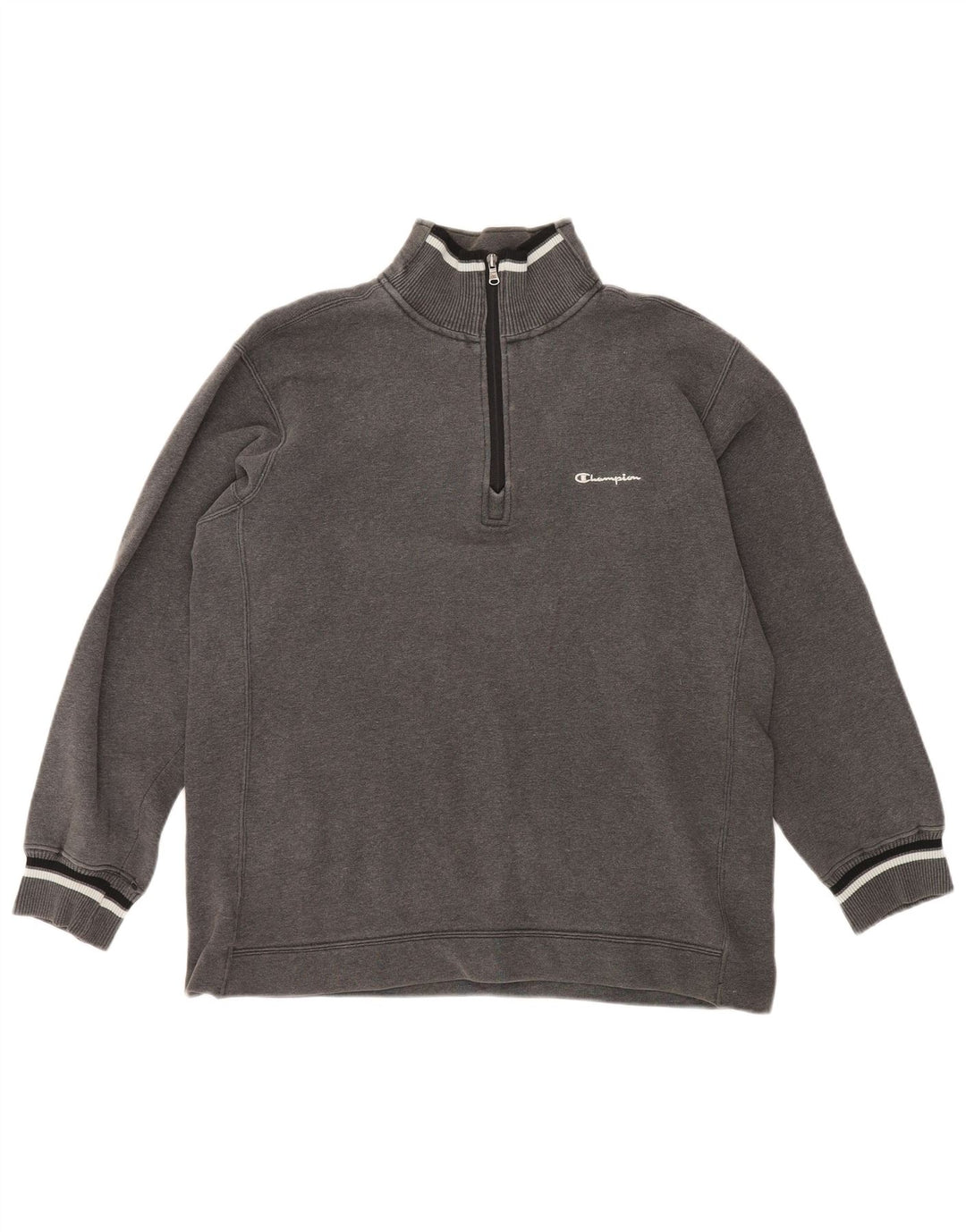 Felpa da uomo con collo con zip CHAMPION Maglione XL Cotone grigio