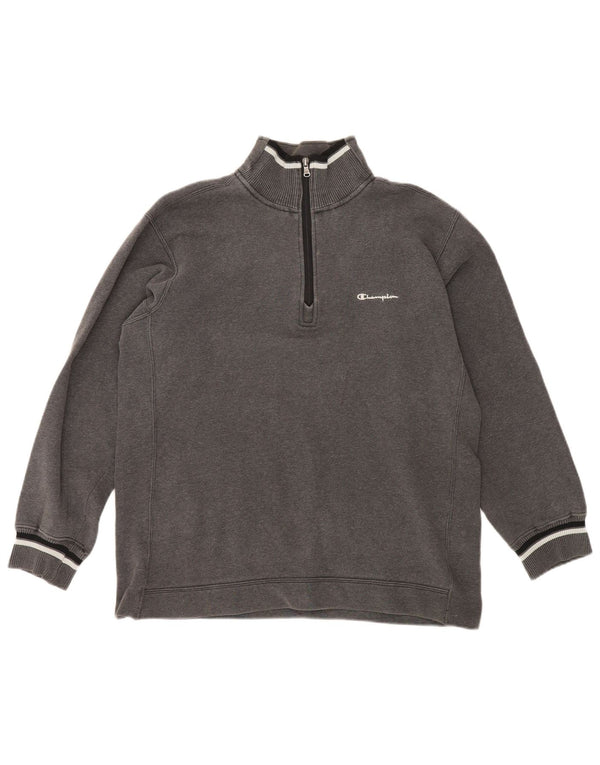 Felpa da uomo con collo con zip CHAMPION Maglione XL Cotone grigio
