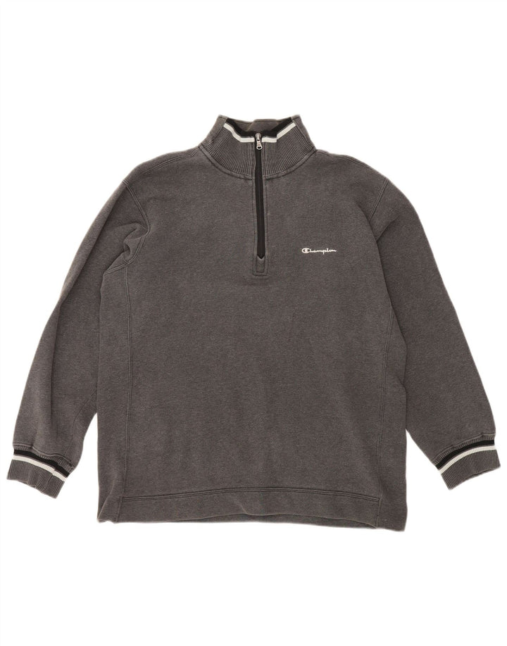 Felpa da uomo con collo con zip CHAMPION Maglione XL Cotone grigio