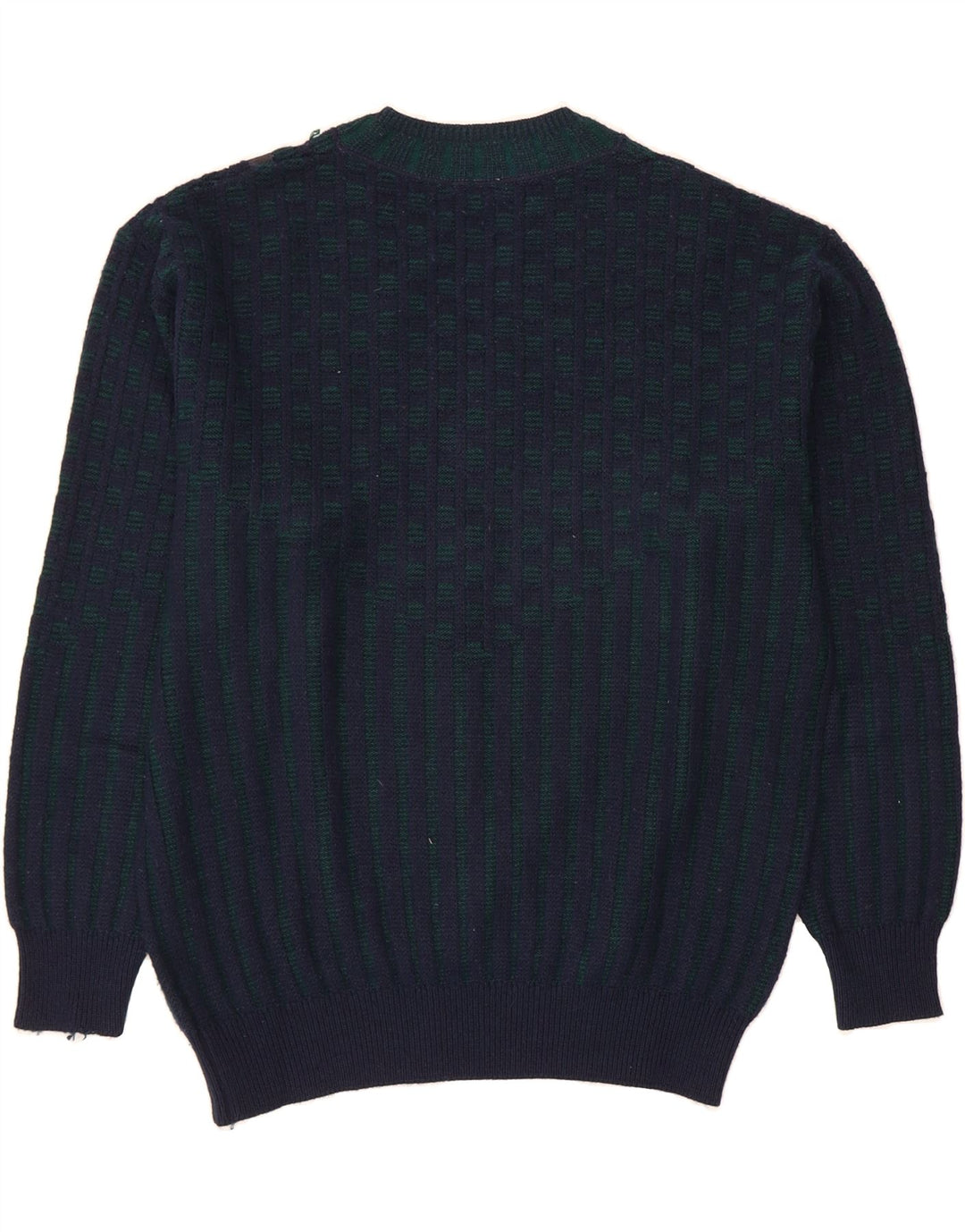 GORDON Mens V-Neck Jumper Sweater Medium Navy Blue Striped Vintage Gordon and Second-Hand Gordon from Messina Hembry 