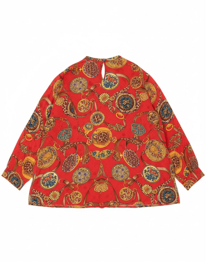 VINTAGE Womens Abstract Pattern Blouse Top UK 18 XL Red