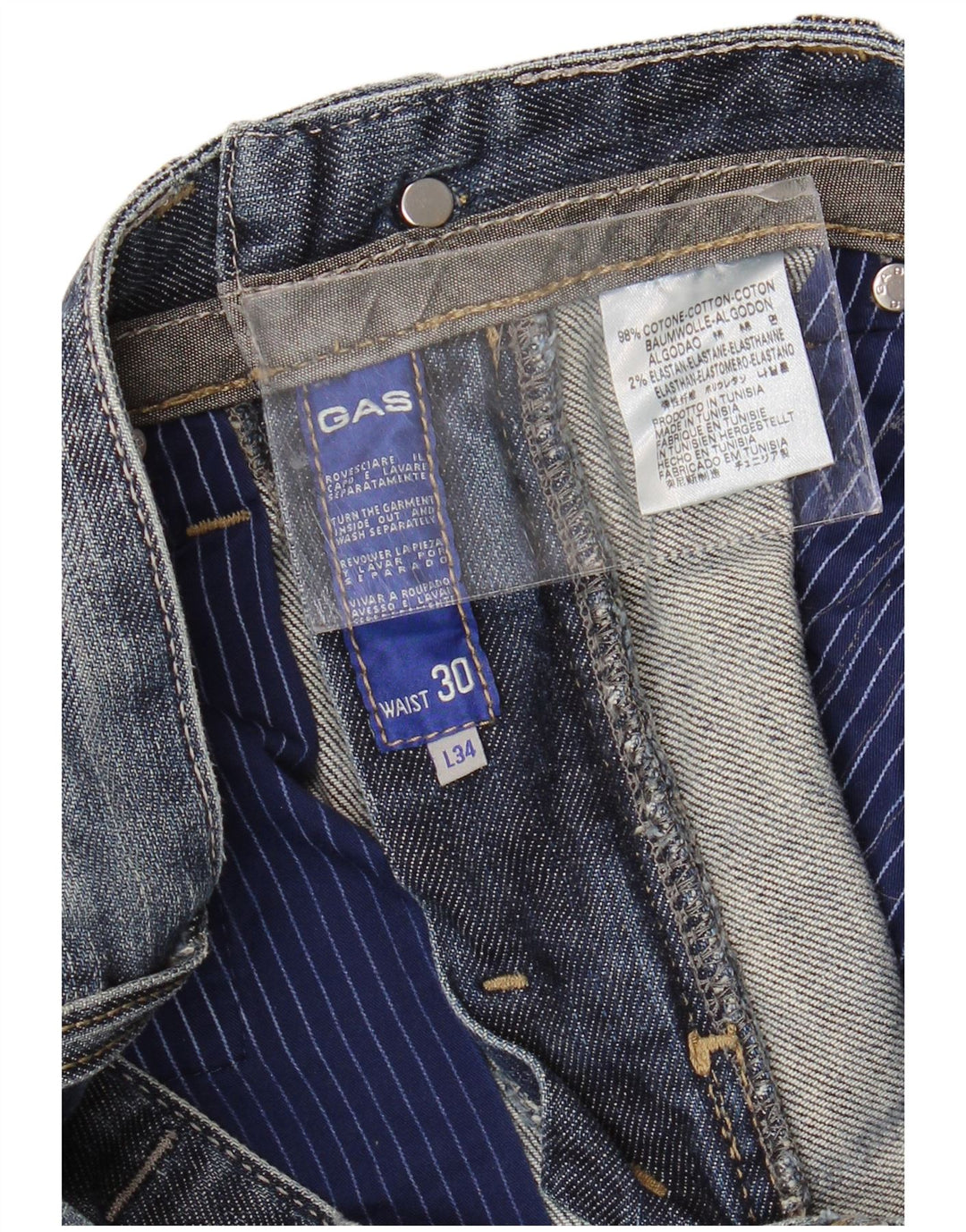 Jeans dritti da uomo GAS W30 L30 in cotone blu