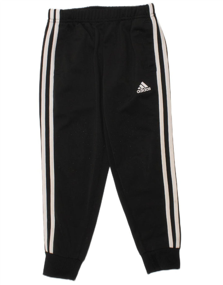 ADIDAS Boys Tracksuit Trousers Joggers 4-5 Years  Black Polyester