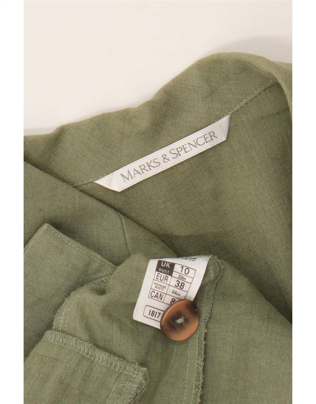 Giacca blazer a maniche corte da donna Marks & Spencer UK 10 piccola kaki