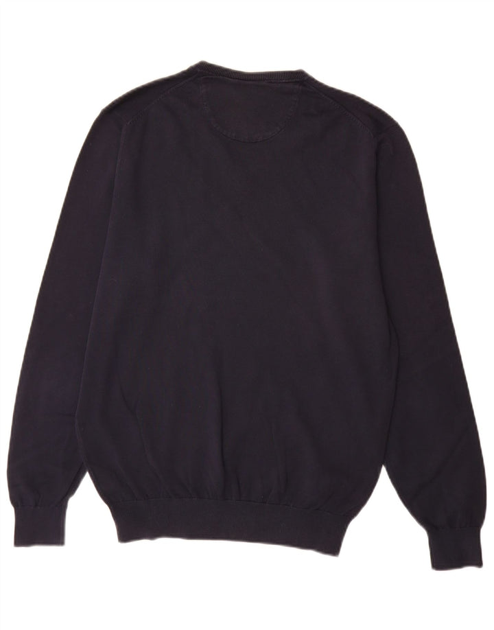 Maglione Zara da uomo con scollo a V in cotone medio blu navy