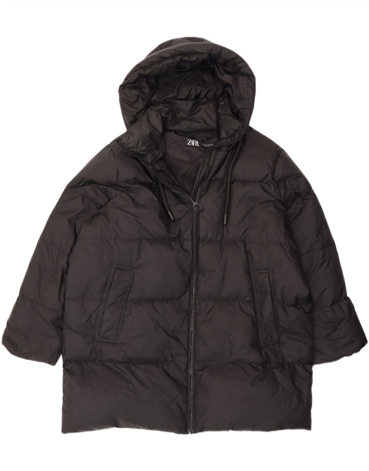 Cappotto imbottito oversize con cappuccio da donna Zara UK 10 piccolo nero in poliammide