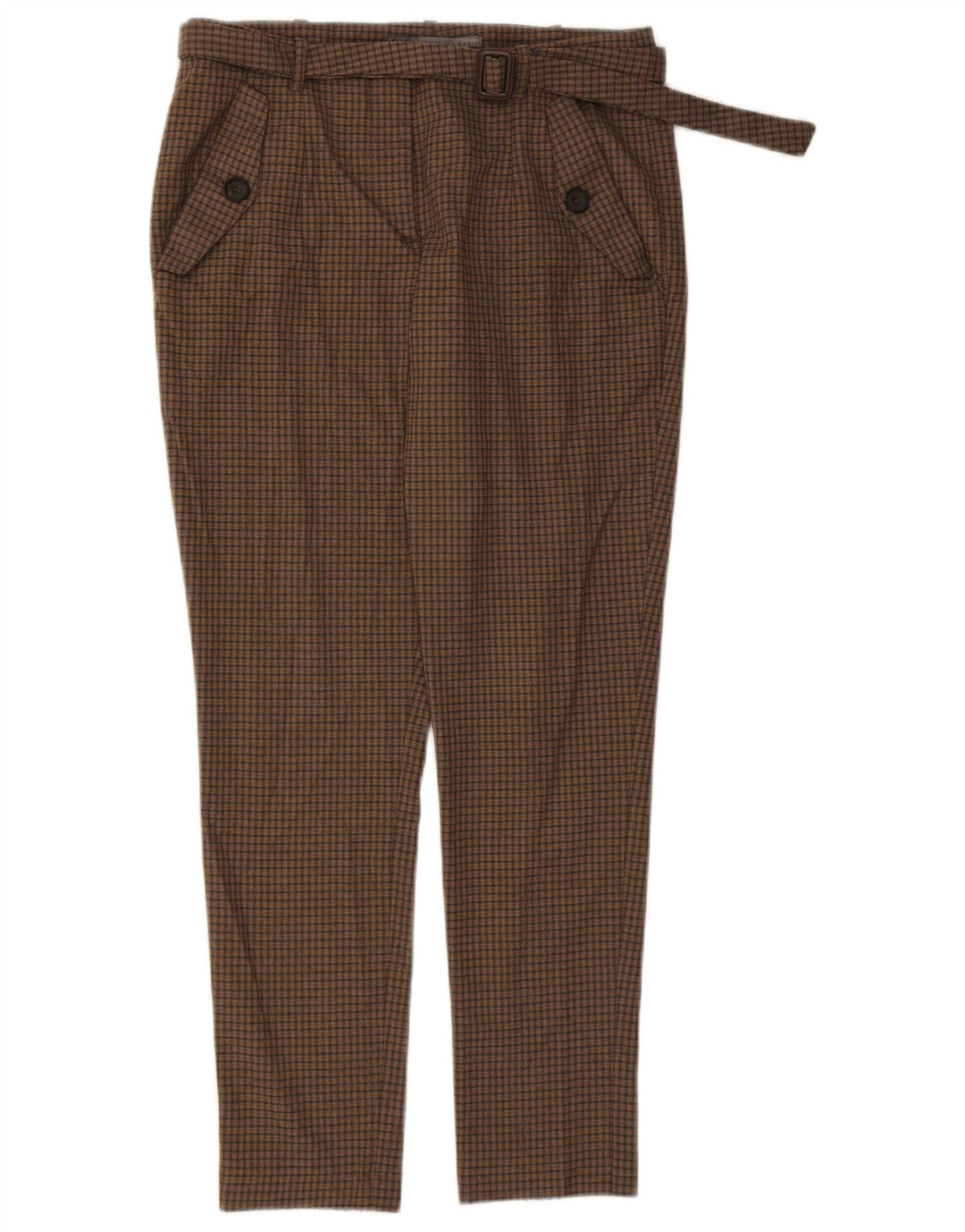 Pantaloni chino slim da donna Zara medi W28 L28 poliestere a quadri marroni
