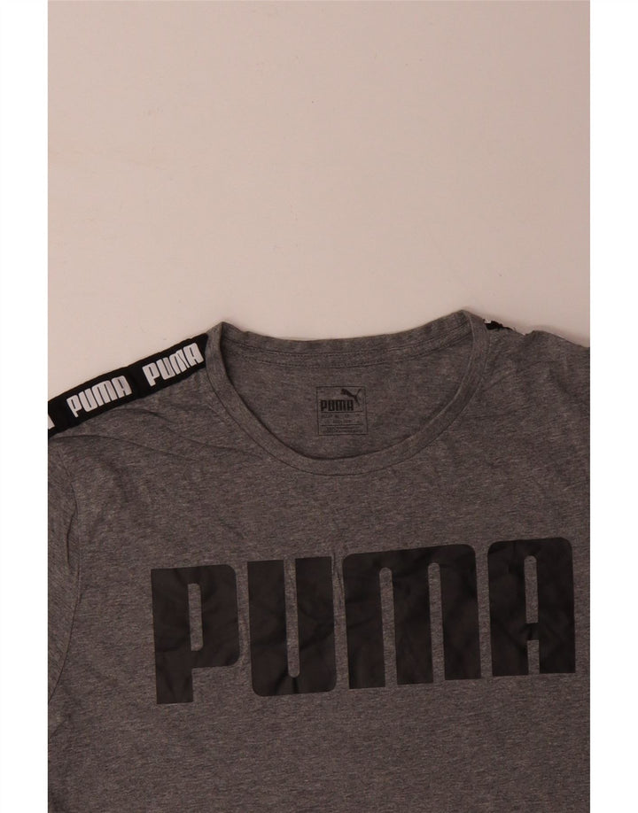 T-shirt grafica da uomo PUMA Top Large in cotone color block grigio