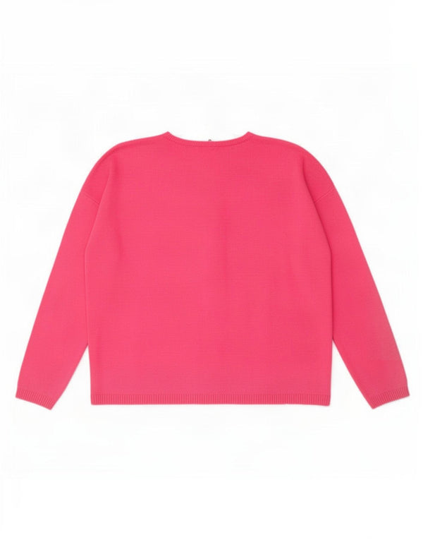 Maglione per ragazze Benetton con scollo a barca corto grafico 10-11 anni XL Rosa