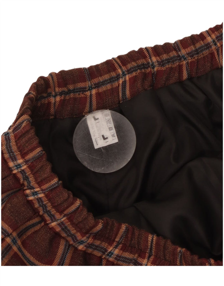 Gonna a trapezio da donna vintage grande W32 in poliestere a quadri bordeaux