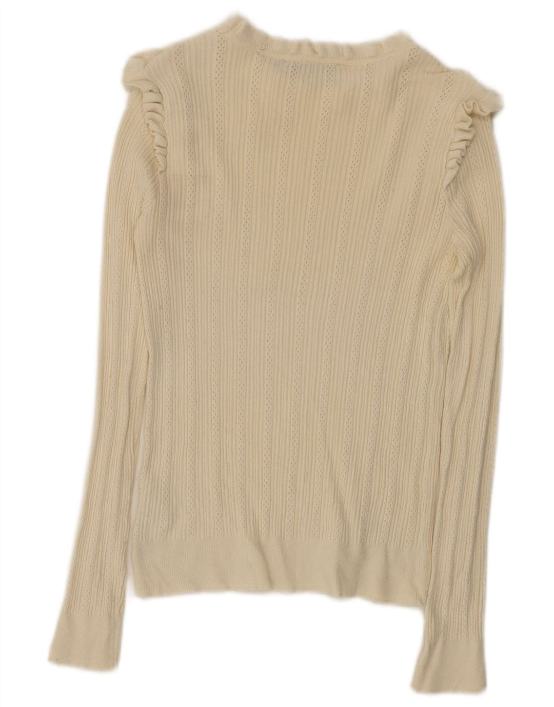 Top da donna Oasis a maniche lunghe UK 12 Viscosa medio bianco sporco