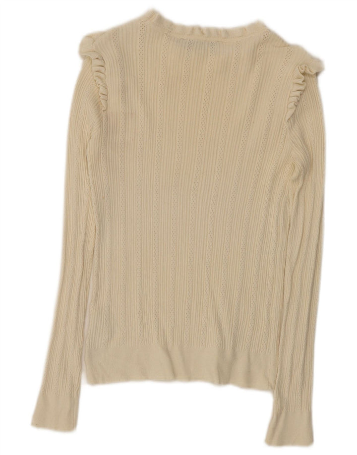 Top da donna Oasis a maniche lunghe UK 12 Viscosa medio bianco sporco