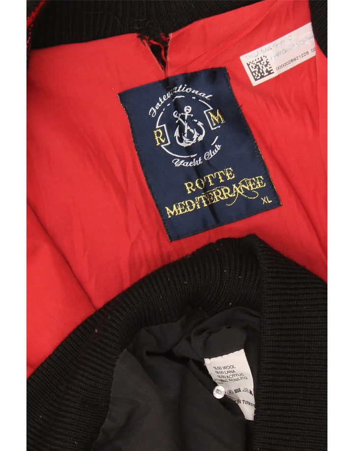 Maglione cardigan da uomo vintage XL in lana nera
