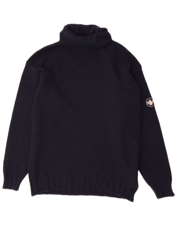 MURPHY & NYE Maglione da uomo con collo alto in lana blu navy medio