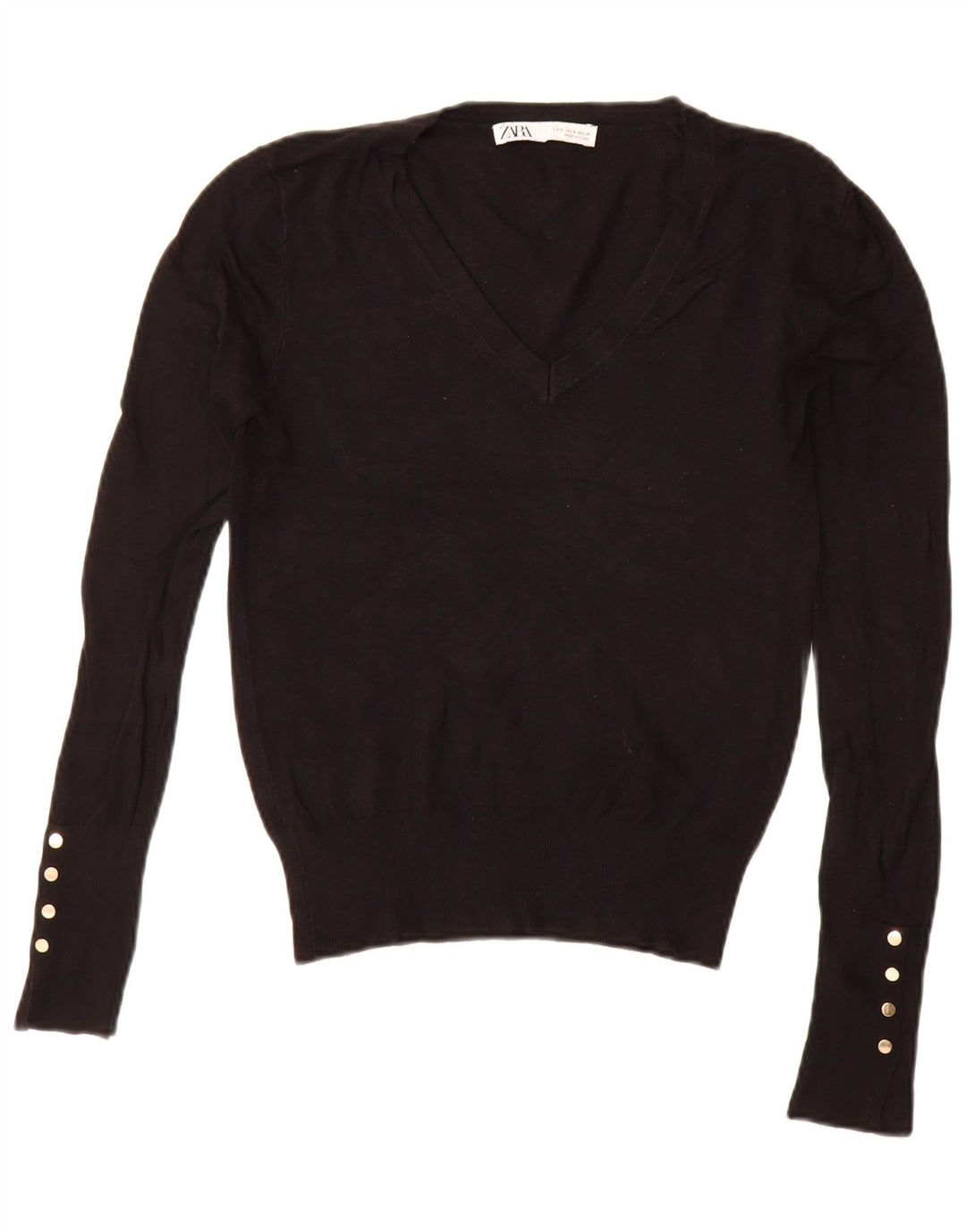 Maglione corto con scollo a V da donna Zara UK 10 piccolo nero