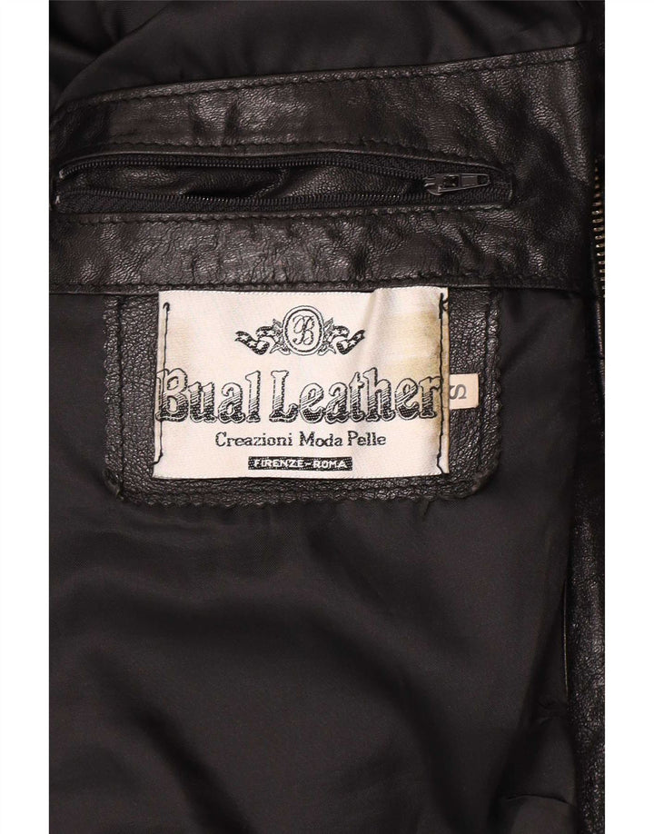 Giacca in pelle vintage da uomo UK 36 piccola nera