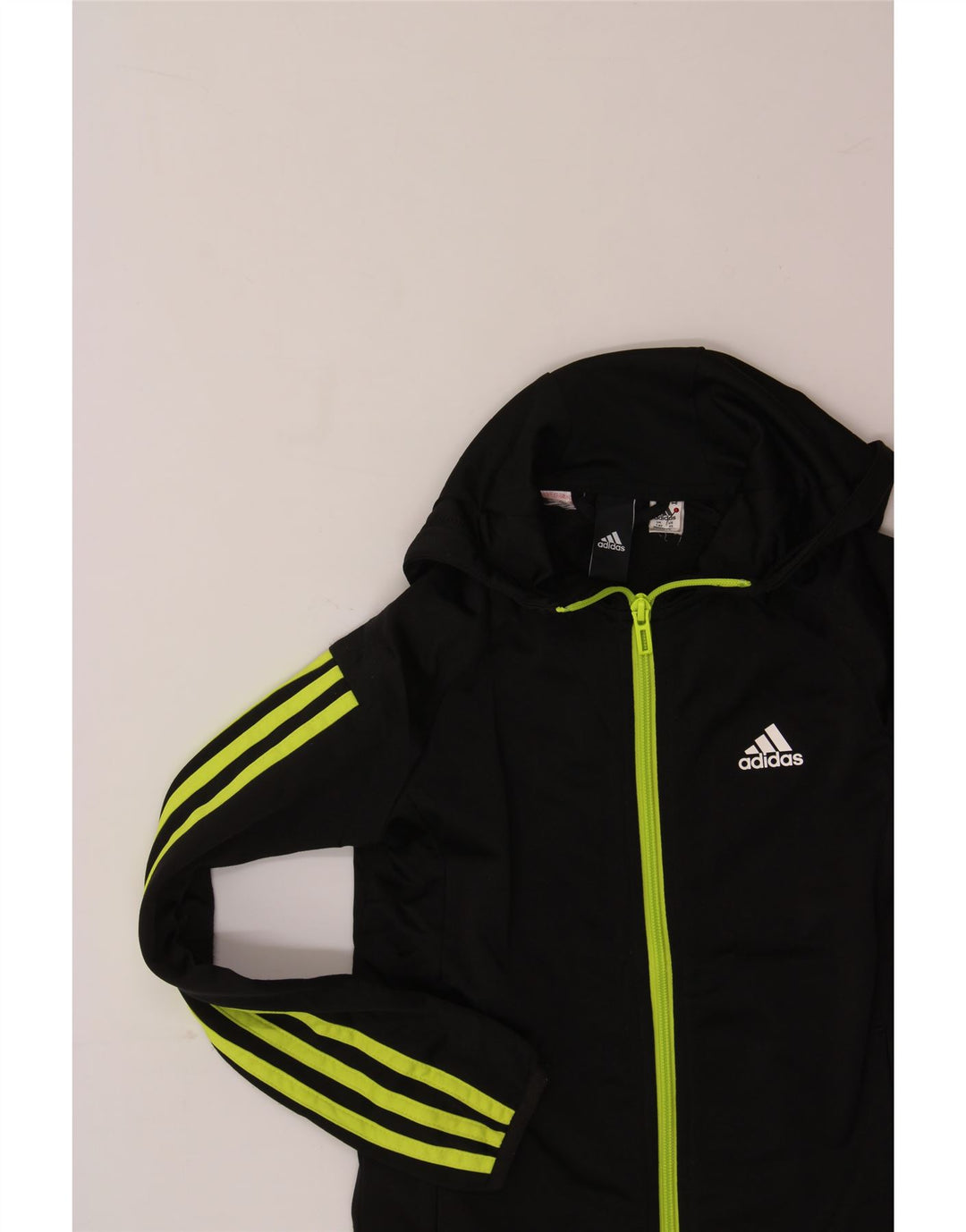 ADIDAS Boys Hooded Tracksuit Top Jacket 7-8 Years Black Polyester Vintage Adidas and Second-Hand Adidas from Messina Hembry 