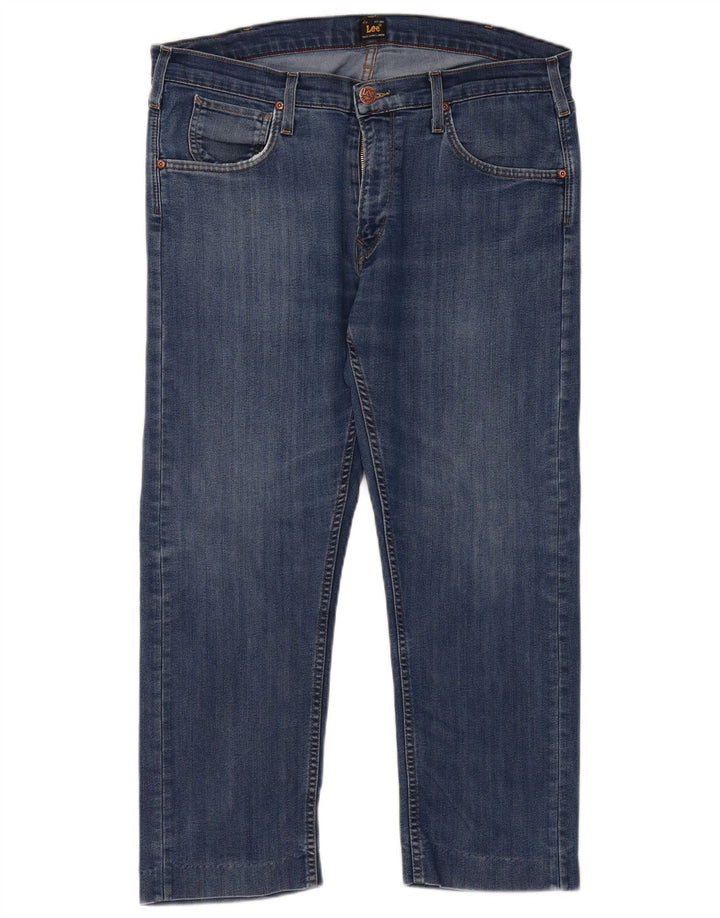 Jeans cropped da donna Lee W36 L26 cotone blu