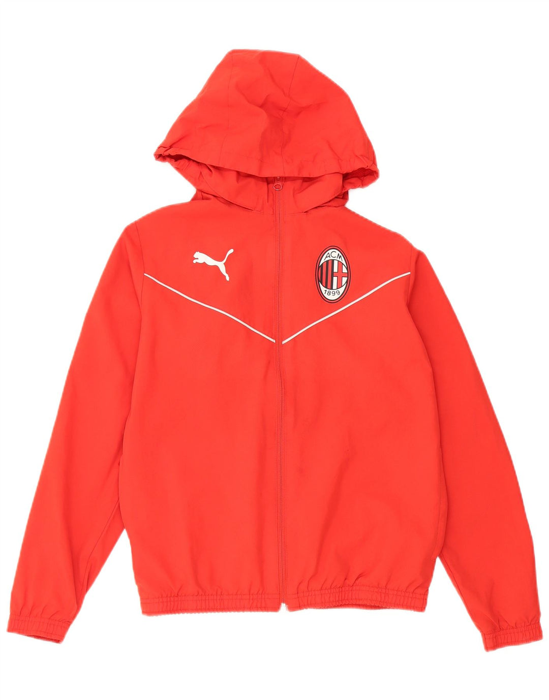 Giacca da ginnastica con cappuccio Puma da ragazzo AC Milan 13-14 anni in poliestere rosso