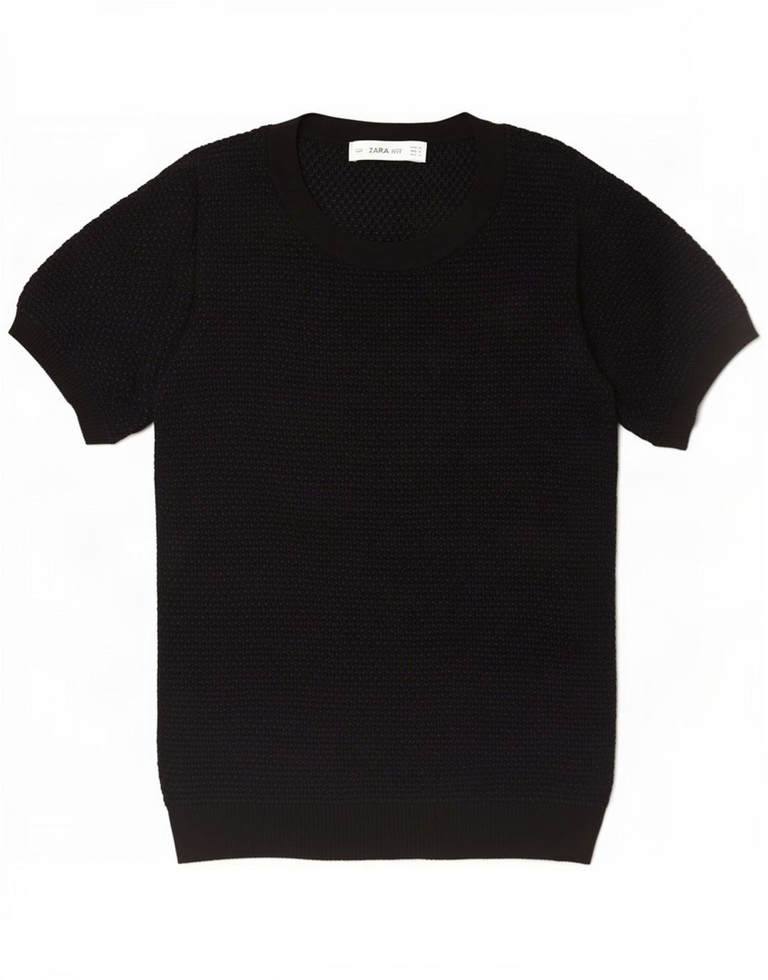 Maglione girocollo a maniche corte da donna Zara UK 12 medio nero