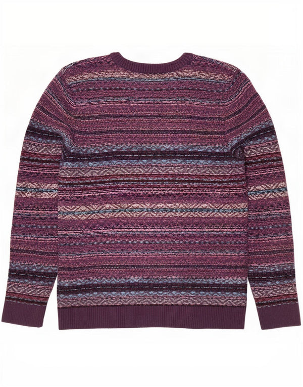 Maglione maglione girocollo da uomo Abercrombie & Fitch XL viola Fair Isle nylon