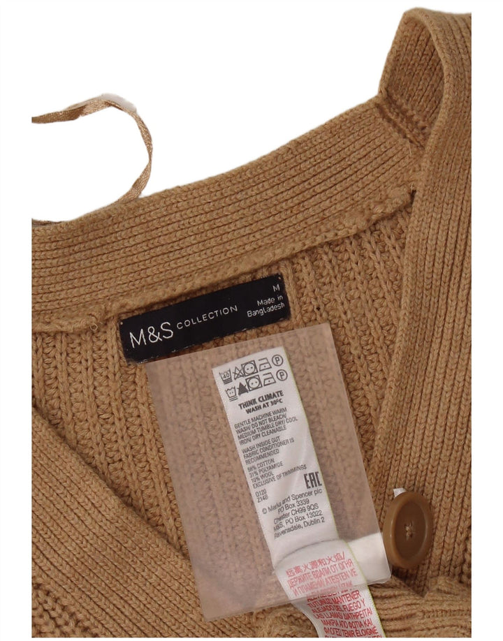 Maglione cardigan corto da donna Marks & Spencer UK 14 Cotone marrone medio
