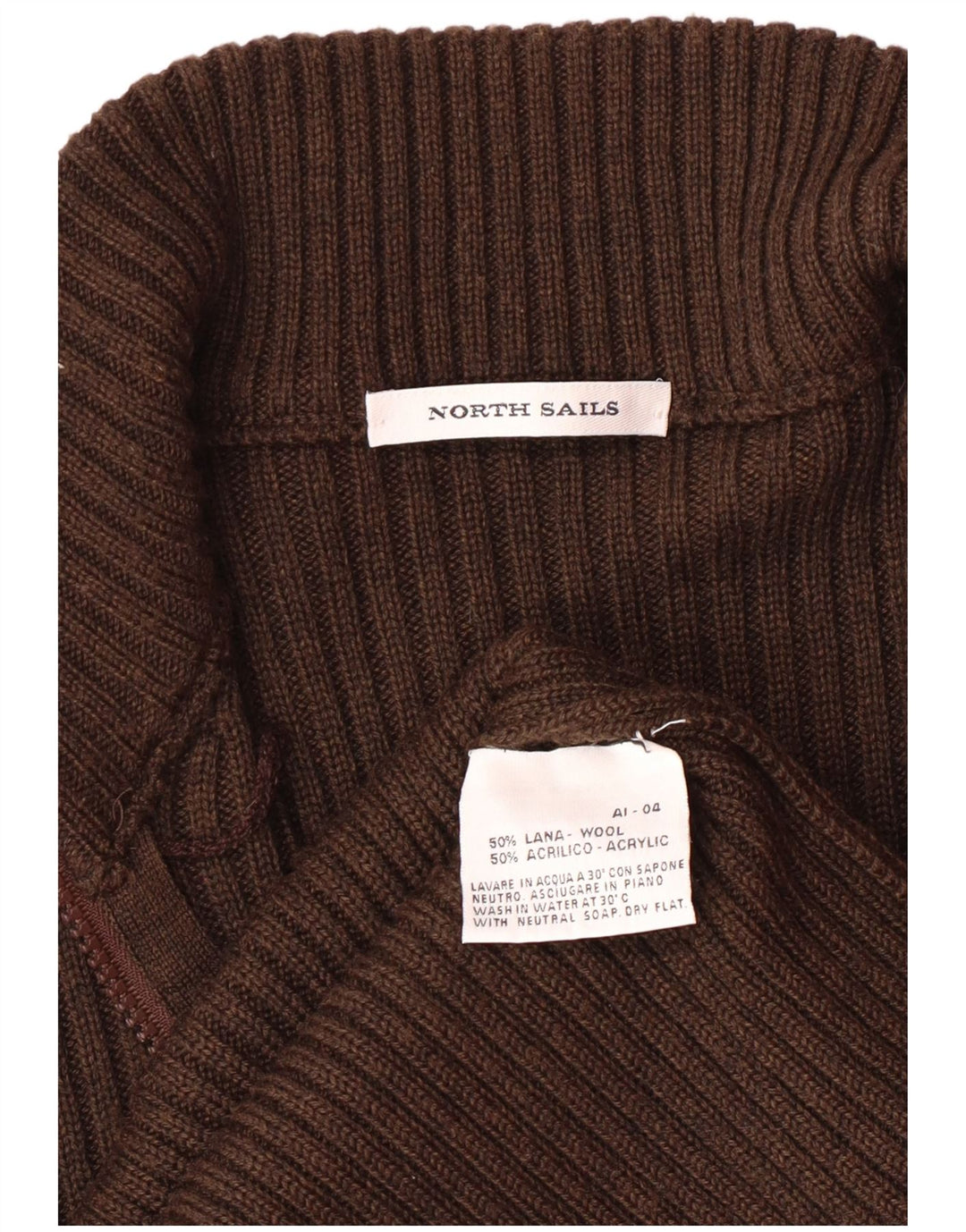 Maglione cardigan grafico da uomo North Sails piccolo in lana marrone