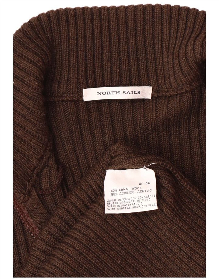 Maglione cardigan grafico da uomo North Sails piccolo in lana marrone