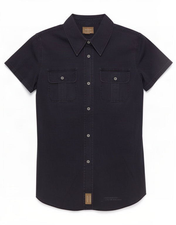 Camicia a maniche corte da donna Calvin Klein Jeans UK 14 cotone blu navy medio