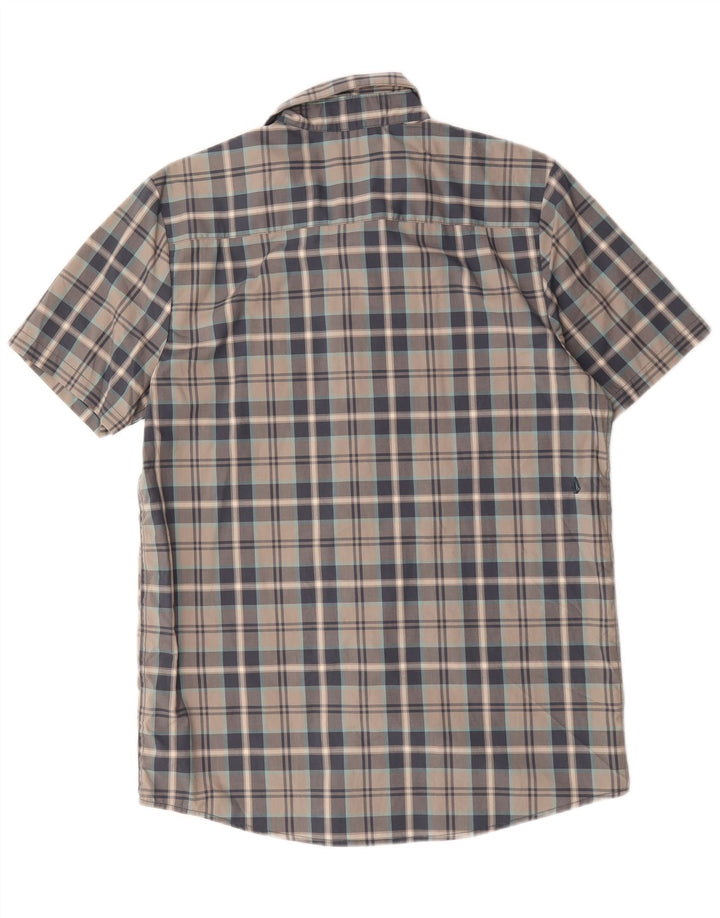 Camicia da uomo Volcom a maniche corte dal taglio moderno, in cotone a quadri grigi grandi