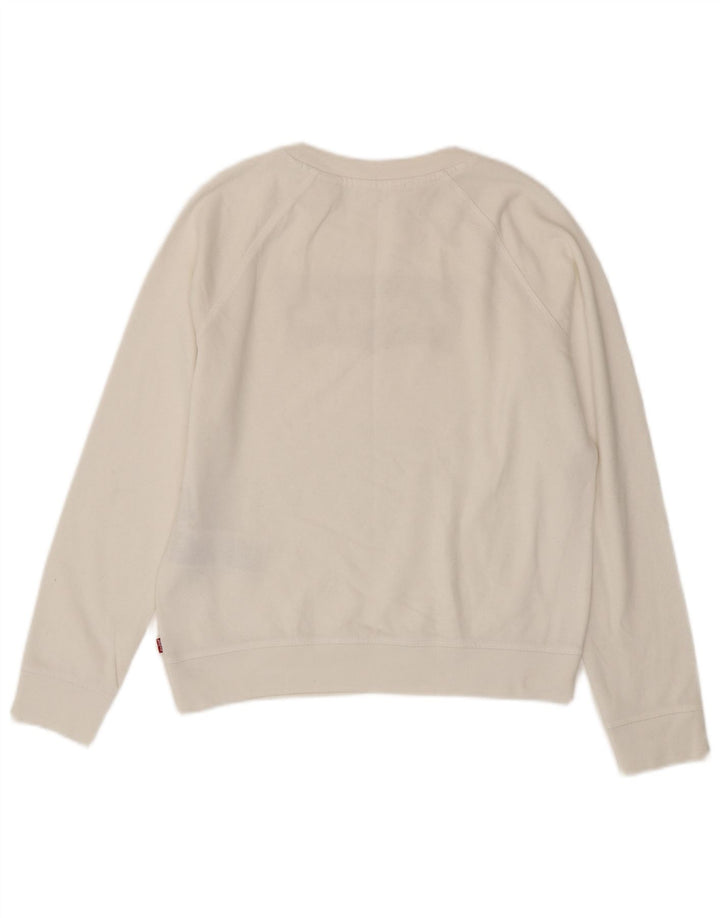 Levi's Donna Felpa oversize con grafica Maglione UK 10 Piccolo Cotone bianco