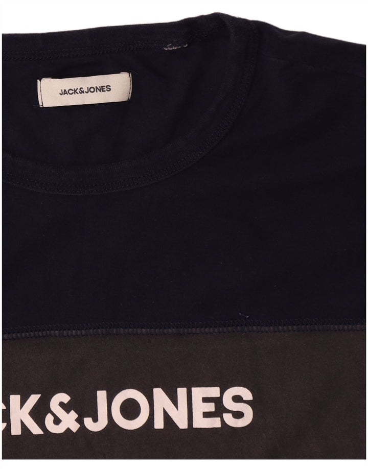 T-shirt grafica da uomo Jack & Jones Top grigio medio color block