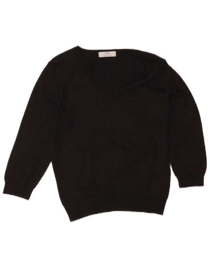 Maglione da donna Marks & Spencer con maniche a 3/4 e scollo a V, UK 12, medio, nero