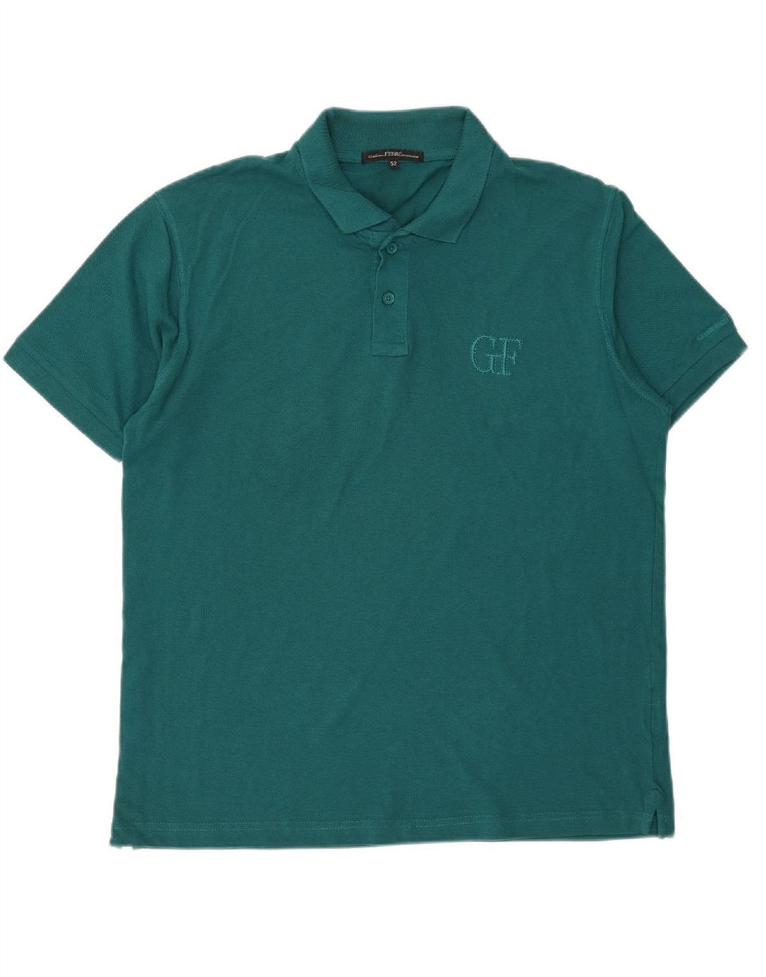 GIANFRANCO FERRE Mens Polo Shirt IT 52 Large Green Cotton