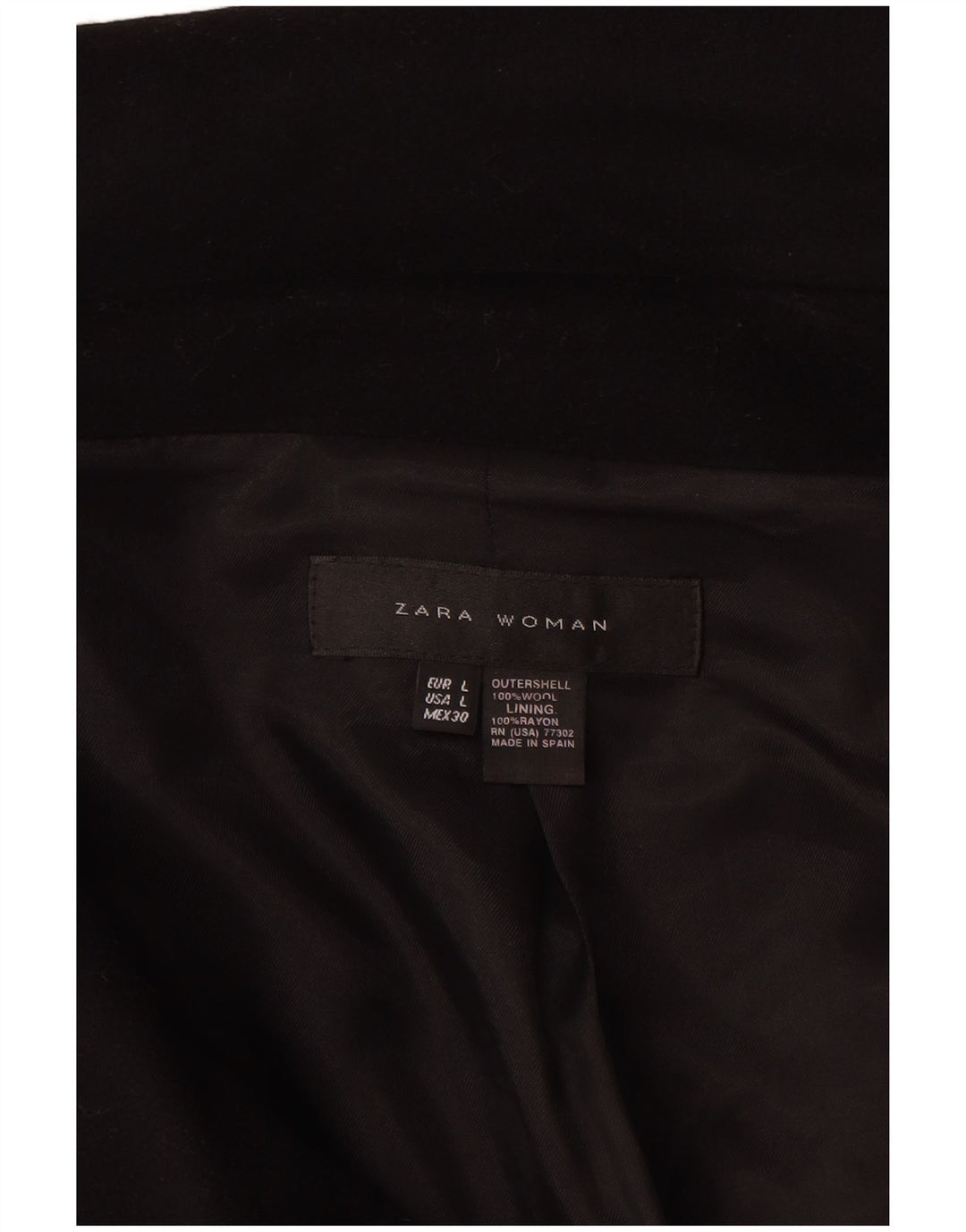 Giacca doppiopetto Zara da donna con maniche a 3/4 UK 16 grande in lana nera