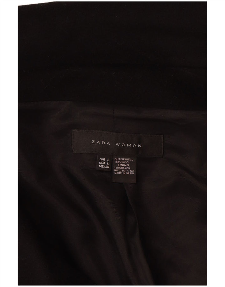 Giacca doppiopetto Zara da donna con maniche a 3/4 UK 16 grande in lana nera