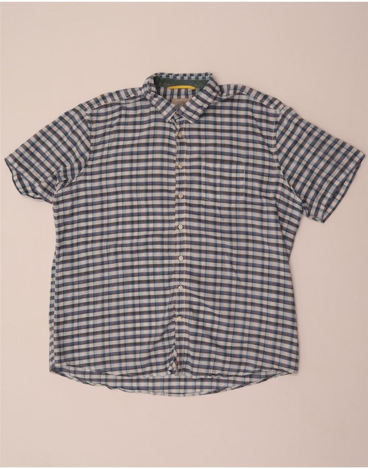 Camicia da uomo a maniche corte Regular Fit Camel Active XL in cotone a quadri blu