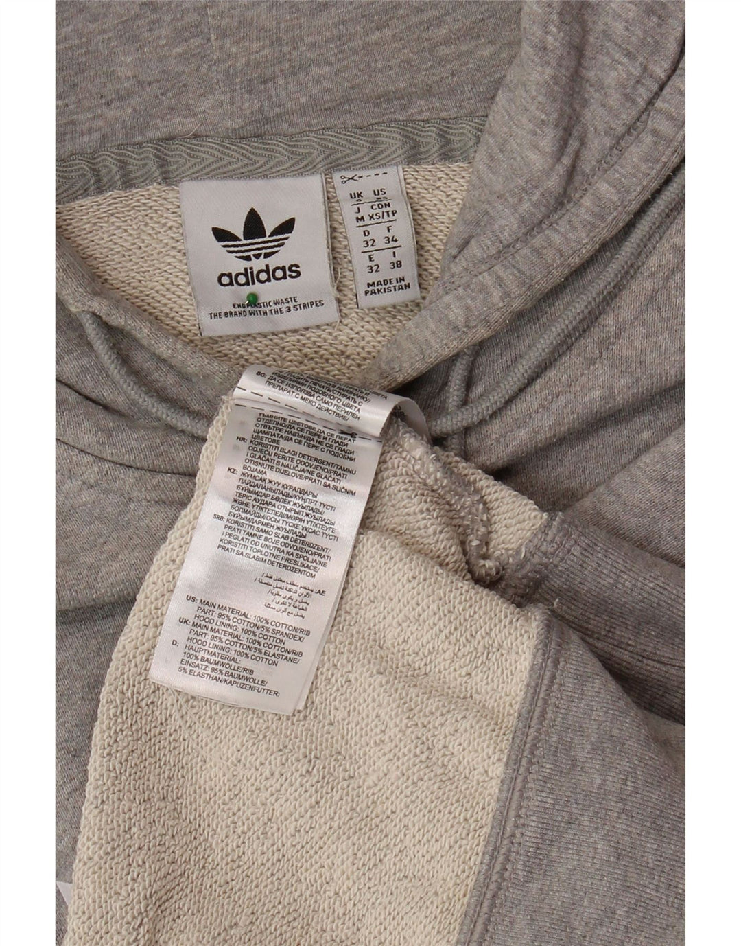 Felpa con cappuccio grafica oversize da donna ADIDAS UK 6 XS cotone grigio
