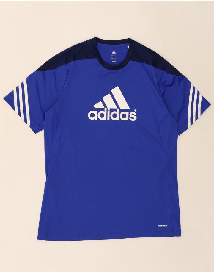 ADIDAS Mens Climalite Graphic T-Shirt Top Large Blue Polyester Vintage Adidas and Second-Hand Adidas from Messina Hembry 