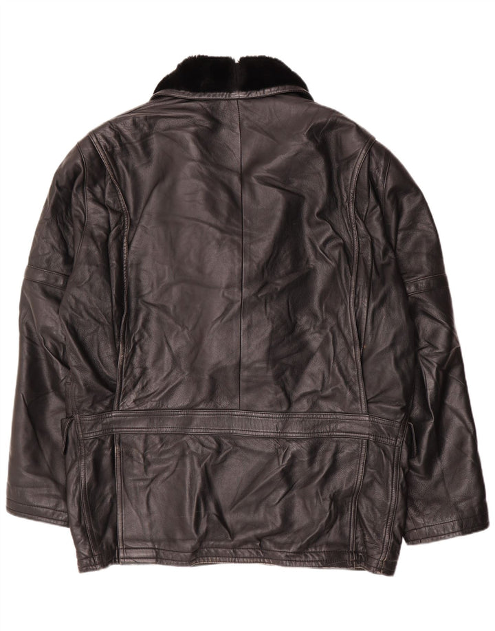 Giacca in pelle vintage da uomo IT 52 XL in pelle nera