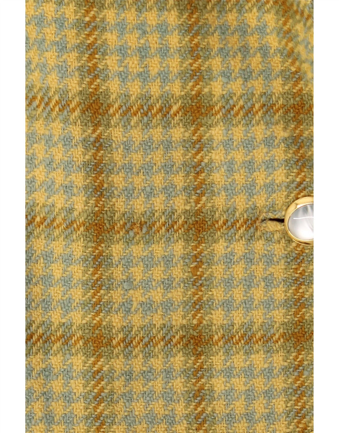 Cappotto doppiopetto vintage da donna UK 14 pied de poule medio giallo