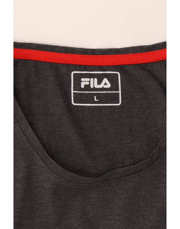 FILA Womens Graphic Top Long Sleeve UK 14 Large Grey Cotton Vintage Fila and Second-Hand Fila from Messina Hembry 