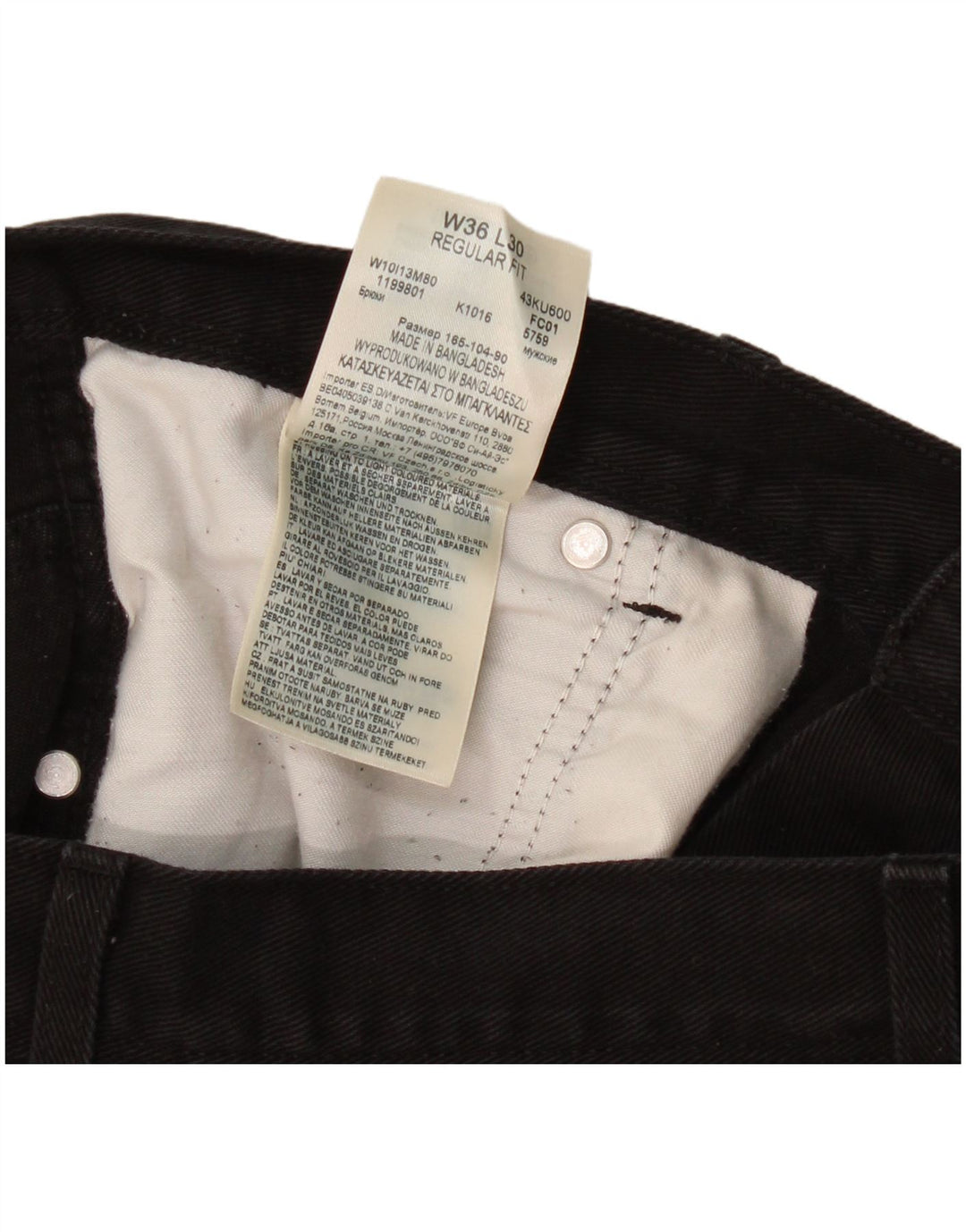 Jeans dritti da uomo Wrangler vestibilità regolare W36 L30 cotone nero