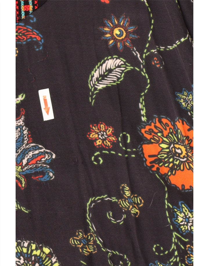 Desigual Donna Tunica Top UK 12 Medio Nero Floreale