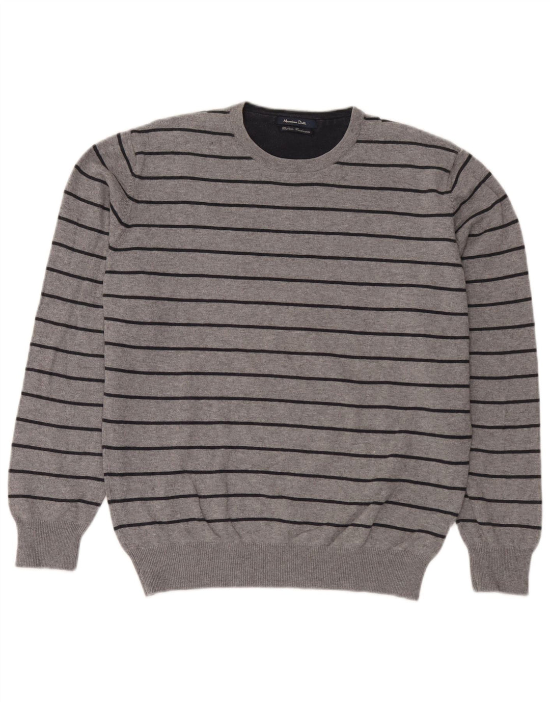 Massimo Dutti Maglione da uomo girocollo in cotone a righe grandi grigie