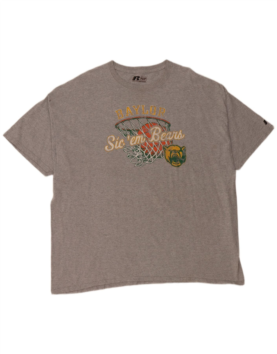 T-shirt grafica da uomo Baylor Bears Russell Athletic Top 3XL cotone grigio